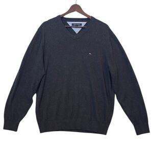 Tommy Hilfiger Dark Grey V-Neck Sweater Large